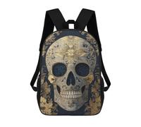 sinyumoney Golden Skull Art Print-1 Mochilas Infantiles Mochila Escolar Impresa En 3D Para Niños Mochilas De Viaje Bolsas Para Libros Para Niños 17inch Mochila Escolar