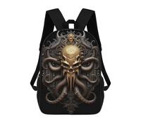 sinyumoney Golden Skull Kraken Lord Mochila De Viaje Resistente Al Agua, Bolsa Para Computadora Para Adolescentes, Niñas, Niños, Mujeres Y Hombres 17inch