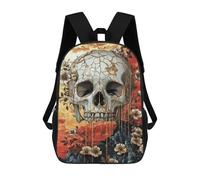 sinyumoney Golden Skull with Flowers Art Print-5 17inch Mochila Escolar Impresa En 3D Para Niños, Mochila Escolar Informal De Moda, Mochilas De Viaje Para Niños Y Estudiantes.