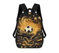 sinyumoney Golden Soccer Ball Artwork Mochila Escolar Ligera E Informal Para Adolescentes, Niños, Mujeres Y Hombres 17inch