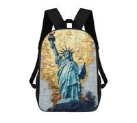 sinyumoney Golden Statue of Liberty Mochila Escolar De 17 Pulgadas Para Adolescentes, Con Estampado 3D, Ajustable Y Con Bolsillos, Ideal Para Niños, Niñas Y Estudiantes.