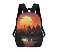 sinyumoney Golden Sunset Palace Reflections Mochila Escolar Ligera Para Aeropuerto, Estudiantes Universitarios, Mochila Para Niños/niñas/adolescentes 17inch