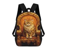 sinyumoney Golden Throne Cat King Mochila Escolar Grande Para Niños, Niñas, Adolescentes, Hombres Y Mujeres 17inch