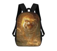 sinyumoney Golden Tiger Fantasy Artwork Mochila Escolar De 17 Pulgadas Para Adolescentes, Con Estampado 3D, Ajustable Y Con Bolsillos, Ideal Para Niños, Niñas Y Estudiantes.