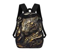 sinyumoney Golden Tiger Guardian Mochilas De 17 Pulgadas Para Niños, Mochilas Escolares Impresas En 3D Para Estudiantes De Primaria Y Secundaria, Para Niños Y Niñas.
