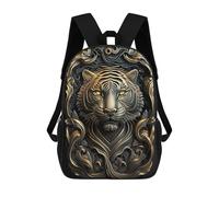 sinyumoney Golden Tiger Portrait-3 Mochilas Para Niños Y Estudiantes, Mochilas Escolares Impresas En 3D, Mochilas Para Estudiantes De Primaria Y Secundaria Para Niños Y Niñas 17inch