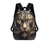 sinyumoney Golden Tiger Portrait-8 Mochila Escolar Impresa En 3D Mochilas Informales Para Niños Mochila Escolar Impresa En 3D Para Niños De Primaria Y Secundaria 17inch