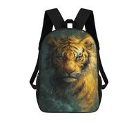 sinyumoney Golden Tiger Portrait Mochila Escolar Infantil De 17 Pulgadas, Impresa En 3D, Estilo Casual, Para Niños, Ideal Para Viajes, Como Mochila Escolar O Para Llevar Libros.