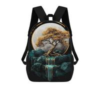 sinyumoney Golden Tree Moonlit Reflection Mochila Escolar, Mochila De Negocios, Mochila Impermeable Para Libros, Para Acampar, Aventuras Al Aire Libre Y Viajes Diarios 17inch