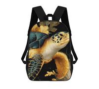 sinyumoney Golden Turtle with Floral Accents Mochila Infantil Para Niñas Y Niños, Mochila De Día, Escuela Primaria, Perfecta Para La Vuelta Al Cole O Educación Física, Regalos Y Viajes 17inch