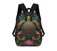 sinyumoney Golden Turtle with Flowers Mochilas Escolares Para La Escuela Secundaria, Preparatoria, Universidad Y Viajes Para Hombres, Mujeres Y Adolescentes 17inch