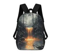 sinyumoney Golden Waterfall in Mystical Forest Mochila Escolar Infantil Impresa En 3D Para Niños, Mochilas De Viaje, Bolsas Para Libros Para Niños Estudiantes De Primaria 17inch
