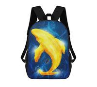 sinyumoney Golden Whale in Blue Mochilas Impresas En 3D Para Niños, Mochila Escolar, Mochila Informal Para Exteriores, Mochila Informal De Moda Para Niños, Lindas Bolsas De Viaje 17inch