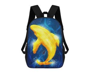 sinyumoney Golden Whale in Blue Mochilas Impresas En 3D Para Niños, Mochila Escolar, Mochila Informal Para Exteriores, Mochila Informal De Moda Para Niños, Lindas Bolsas De Viaje 17inch
