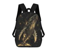 sinyumoney Golden Whale in Space Mochila Escolar Mochilas Escolares Para Niñas Y Niños Mochila Con Bolsillo Mochila Escolar De Moda Mochila Infantil 17inch