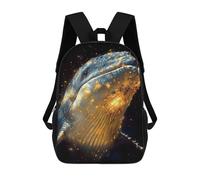 sinyumoney Golden Whale in Space Mochila Infantil, Mochila Escolar Para Niños Y Adolescentes, Mochila De Viaje, Mochila Escolar, Mochila Para Libros 17inch