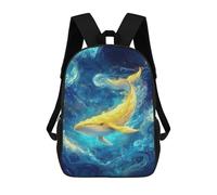 sinyumoney Golden Whale of The Abyss Mochila Escolar Para Niñas Y Niños, Mochilas De Gran Capacidad, Mochilas Ligeras Para Niños Y Estudiantes 17inch