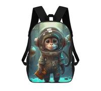 Sinyumoney Golden White Wolf Mochila Escolar Para Niños Impreso En 3D, Ideal Para Viajes Y Lecturas, Para Niños Y Estudiantes De Primaria, Astronaut Space Monkey Ape, 17"