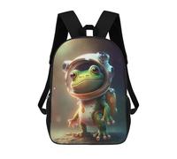 Sinyumoney Golden White Wolf Mochila Escolar Para Niños Impreso En 3D, Ideal Para Viajes Y Lecturas, Para Niños Y Estudiantes De Primaria, Astronaut Space Frog, 17"