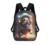Sinyumoney Golden White Wolf Mochila Escolar Para Niños Impreso En 3D, Ideal Para Viajes Y Lecturas, Para Niños Y Estudiantes De Primaria, Astronaut Space Bulldog, 17"