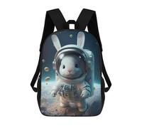 Sinyumoney Golden White Wolf Mochila Escolar Para Niños Impreso En 3D, Ideal Para Viajes Y Lecturas, Para Niños Y Estudiantes De Primaria, Astronaut Space Rabbit, 17"