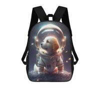 Sinyumoney Golden White Wolf Mochila Escolar Para Niños Impreso En 3D, Ideal Para Viajes Y Lecturas, Para Niños Y Estudiantes De Primaria, Astronaut Space Labrador, 17"