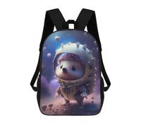 Sinyumoney Golden White Wolf Mochila Escolar Para Niños Impreso En 3D, Ideal Para Viajes Y Lecturas, Para Niños Y Estudiantes De Primaria, Astronaut Space Hedgehog, 17"