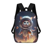 Sinyumoney Golden White Wolf Mochila Escolar Para Niños Impreso En 3D, Ideal Para Viajes Y Lecturas, Para Niños Y Estudiantes De Primaria, Astronaut Space Cat, 17"