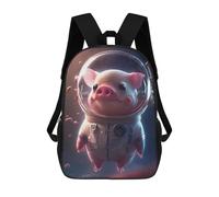 Sinyumoney Golden White Wolf Mochila Escolar Para Niños Impreso En 3D, Ideal Para Viajes Y Lecturas, Para Niños Y Estudiantes De Primaria, Astronaut Space Pig, 17"