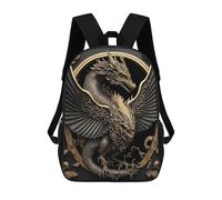 sinyumoney Golden Winged Dragon Emblem Mochila Escolar Impresa En 3D Para Niños, Mochila Escolar Informal De Moda Para Viajes Para Niños Y Estudiantes 17inch