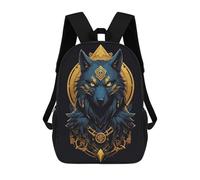 sinyumoney Golden Wolf Abstract Art Mochila Escolar Para Ordenador, Para El Colegio/trabajo/viajes Para Niñas, Niños Y Adolescentes 17inch