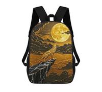 sinyumoney Golden Wolf Howling at The Moon Mochila Escolar Impresa En 3D Mochila Escolar De Moda Para Niños Mochilas Para Niños Estudiantes De Secundaria 17inch
