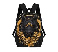 sinyumoney Golden Wolf Portrait Mochila Escolar Infantil De 17 Pulgadas, Mochila Escolar Impresa En 3D Para Niños De Primaria Y Secundaria