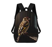sinyumoney Goldfinch Bird in Cage Mochila Escolar, Mochila Infantil Para Niños Y Adolescentes, Regalos, Mochilas De Día Con Impresión 3D, Mochila Escolar, Mochila Para Libros 17inch