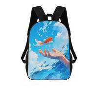 sinyumoney Goldfish in Blue Sky Mochila Escolar Para Niñas Y Niños, Mochilas De Gran Capacidad, Mochilas Ligeras Para Niños Y Estudiantes 17inch