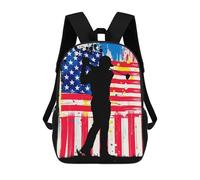 sinyumoney Golfing American Flag Mochila Escolar Resistente Al Agua, Mochila De Viaje, Bolsa Para Computadora Para Campus, Viajes Al Aire Libre, Deportes 17inch
