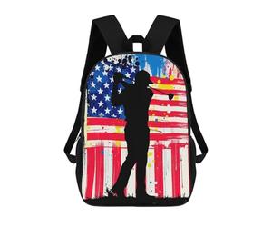 sinyumoney Golfing American Flag Mochila Infantil, Mochila Escolar Impresa En 3D, Mochila Para Niños Y Niñas, Mochila Escolar Ajustable Para La Escuela Primaria 17inch