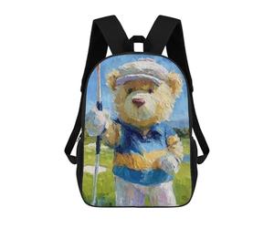 sinyumoney Golfing Teddy Bear Art Print Mochila Escolar Ligera Para Aeropuerto Y Universidad Para Estudiantes. Mochila Para La Escuela/trabajo/viajes 17inch