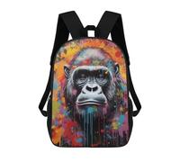 sinyumoney Gorilla Banksy Street Art Mochila Infantil Para Niñas Y Niños, Mochila De Día, Escuela Primaria, Perfecta Para La Vuelta Al Cole O Educación Física, Regalos Y Viajes 17inch