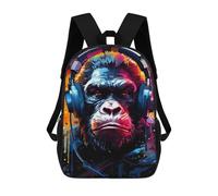 sinyumoney Gorilla Headphones Music Art Print-1 Mochilas Infantiles Mochila Escolar Impresa En 3D Para Niños Mochilas De Viaje Bolsas Para Libros Para Niños 17inch Mochila Escolar