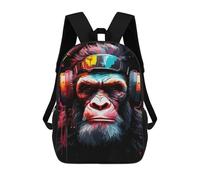 sinyumoney Gorilla Headphones Music Art Print Mochilas Infantiles Mochila Escolar Impresa En 3D Para Niños Mochilas De Viaje Bolsas Para Libros Para Niños 17inch Mochila Escolar