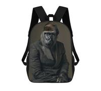 sinyumoney Gorilla in A Suit Mochila Escolar Para Niñas Y Niños, Mochilas De Gran Capacidad, Mochilas Ligeras Para Niños Y Estudiantes 17inch