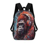 sinyumoney Gorilla Painted Headphones Mochilas Impresas En 3D Para Niños, Mochila Escolar, Mochila Informal Para Exteriores, Mochila Informal De Moda Para Niños, Lindas Bolsas De Viaje 17inch