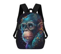 sinyumoney Gorilla with Glasses Art Print Mochila Escolar De 17 Pulgadas Para Adolescentes, Con Estampado 3D, Ajustable Y Con Bolsillos, Ideal Para Niños, Niñas Y Estudiantes.