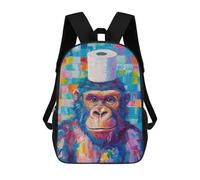 sinyumoney Gorilla with Toilet Paper Hat Mochilas Para Niños Mochila Escolar Mochila Escolar Impresa En 3D Para Niños Estudiantes De Primaria Y Secundaria 17inch
