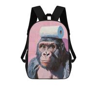sinyumoney Gorilla with Toilet Paper Mochila Escolar Infantil De Moda Informal Mochilas Infantiles Impresas En 3D Mochila Grande Para Niño 17inch
