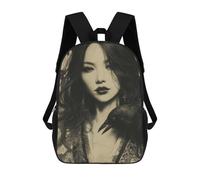 sinyumoney Goth Japanese Woman with Raven Mochila Escolar Infantil De Moda Informal Mochilas Infantiles Impresas En 3D Mochila Grande Para Niño 17inch