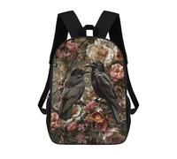 sinyumoney Gothic Black Raven Floral Art Print Mochilas Infantiles Mochila Escolar Impresa En 3D Para Niños Mochilas De Viaje Bolsas Para Libros Para Niños 17inch Mochila Escolar