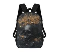 sinyumoney Gothic Black Skull Decor with Gold Tree Mochila Escolar Impresa En 3D 17inch Mochilas De Moda Para Niños, Mochilas Escolares Para Niños De Primaria Y Secundaria