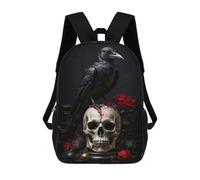 sinyumoney Gothic Crow Mochilas Infantiles Impresas En 3D, Mochilas De Moda Informales, Mochilas De Viaje Bonitas, Mochilas Informales Para Exteriores Para Niños Y Niñas 17inch